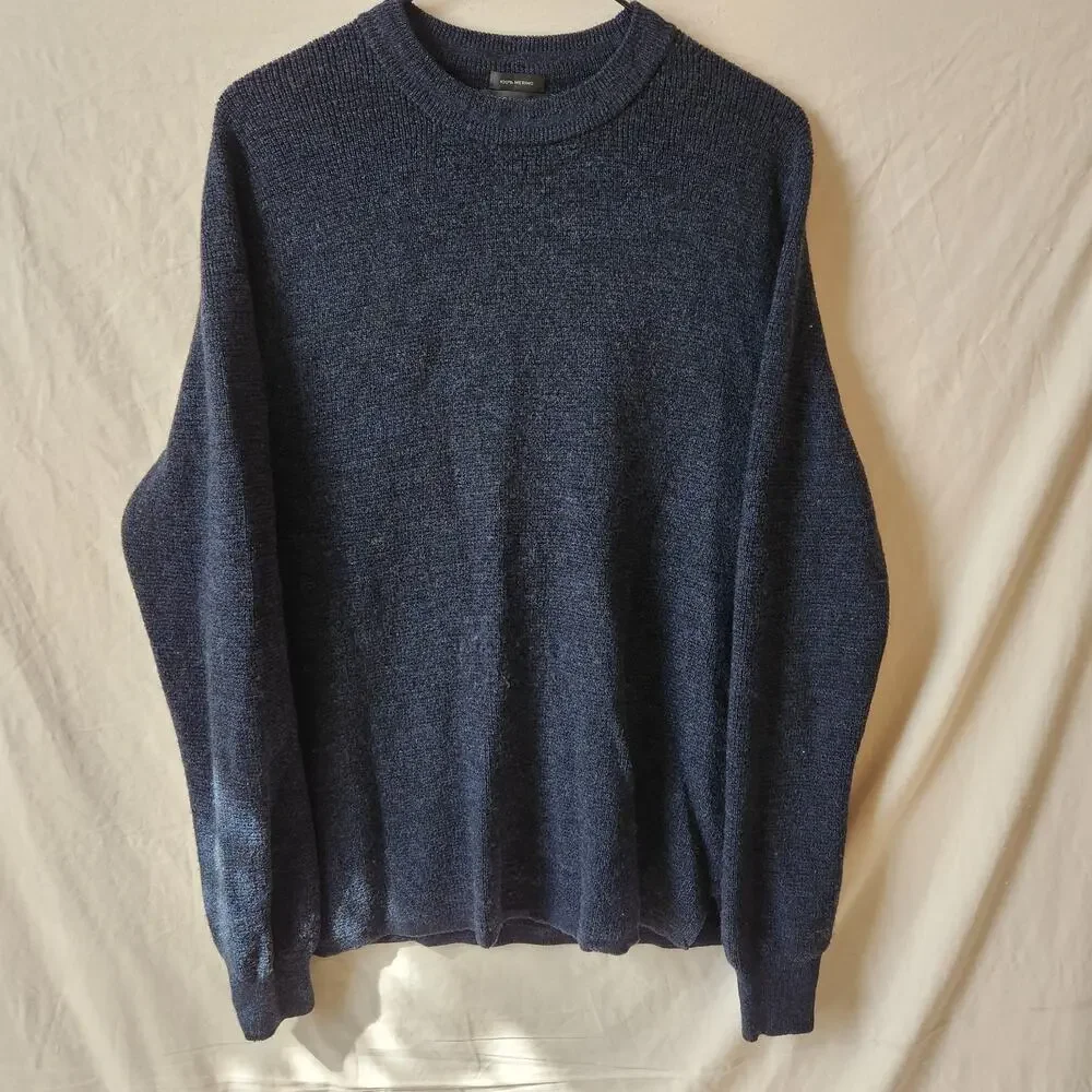J.Crew Destination 100% Merino Wool Sweater Sz L Blue Crewneck Upscale Neutral